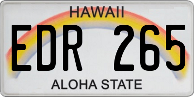 HI license plate EDR265
