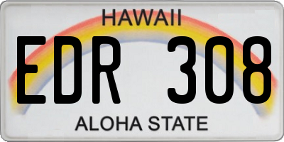 HI license plate EDR308