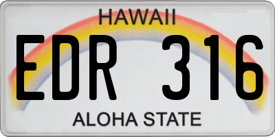 HI license plate EDR316