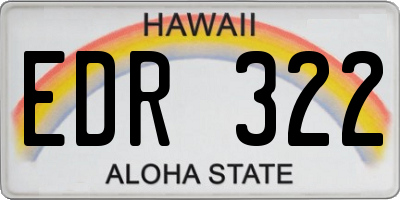 HI license plate EDR322