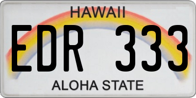 HI license plate EDR333