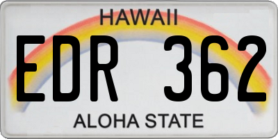 HI license plate EDR362