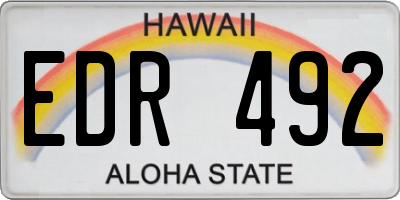 HI license plate EDR492