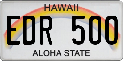 HI license plate EDR500