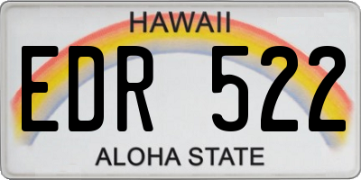 HI license plate EDR522
