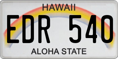 HI license plate EDR540