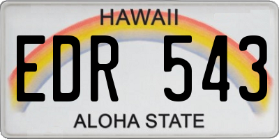 HI license plate EDR543