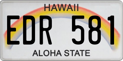 HI license plate EDR581