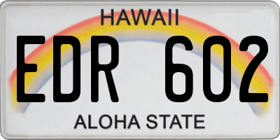 HI license plate EDR602
