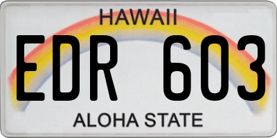 HI license plate EDR603