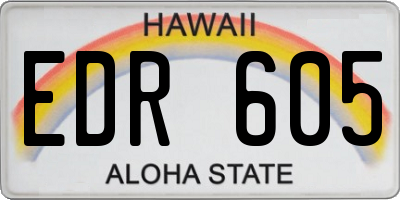 HI license plate EDR605