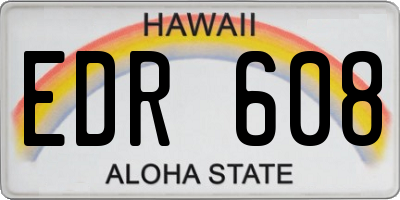 HI license plate EDR608