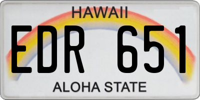 HI license plate EDR651