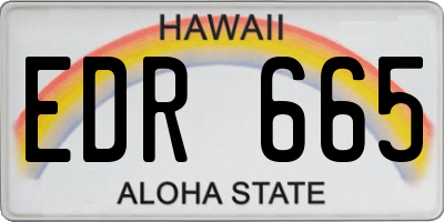 HI license plate EDR665