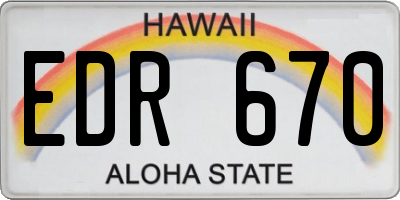 HI license plate EDR670