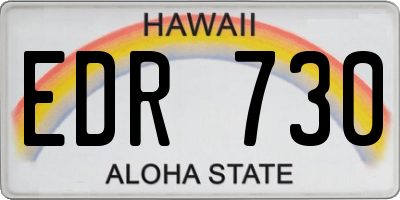 HI license plate EDR730