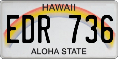 HI license plate EDR736