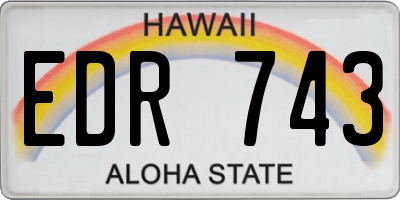 HI license plate EDR743