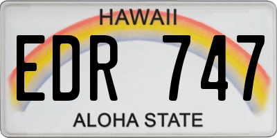 HI license plate EDR747