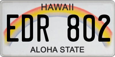 HI license plate EDR802