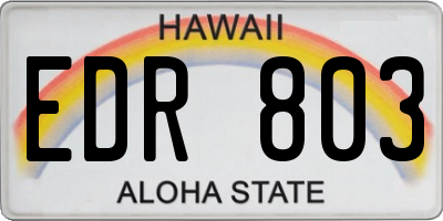 HI license plate EDR803