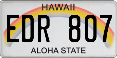 HI license plate EDR807