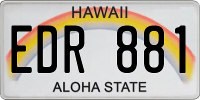HI license plate EDR881