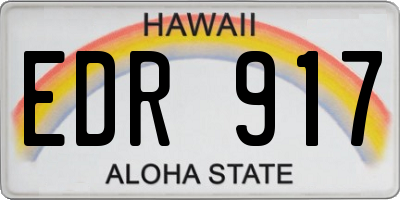 HI license plate EDR917