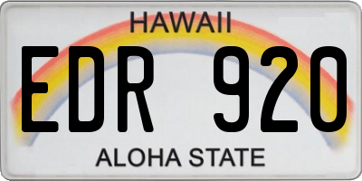 HI license plate EDR920