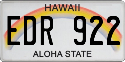 HI license plate EDR922