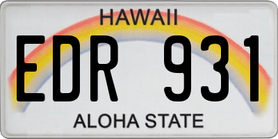 HI license plate EDR931