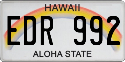 HI license plate EDR992