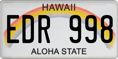 HI license plate EDR998