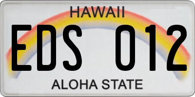 HI license plate EDS012