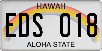 HI license plate EDS018