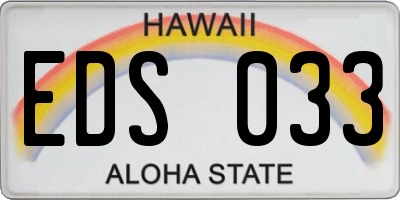 HI license plate EDS033