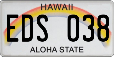 HI license plate EDS038