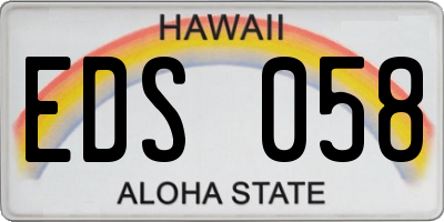 HI license plate EDS058
