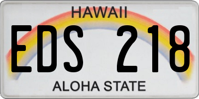HI license plate EDS218