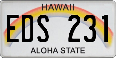 HI license plate EDS231