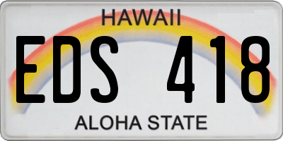 HI license plate EDS418