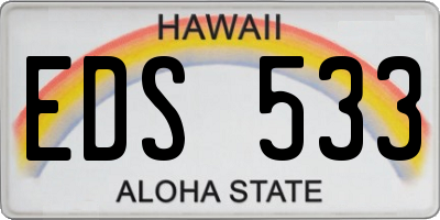 HI license plate EDS533