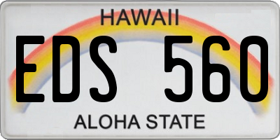 HI license plate EDS560