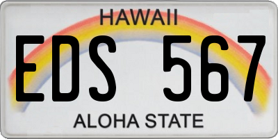 HI license plate EDS567