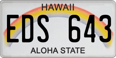 HI license plate EDS643