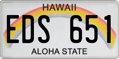HI license plate EDS651