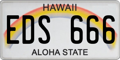 HI license plate EDS666