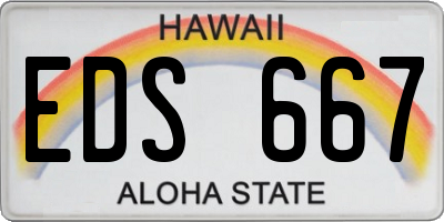 HI license plate EDS667