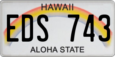 HI license plate EDS743