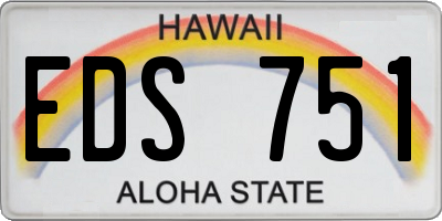 HI license plate EDS751